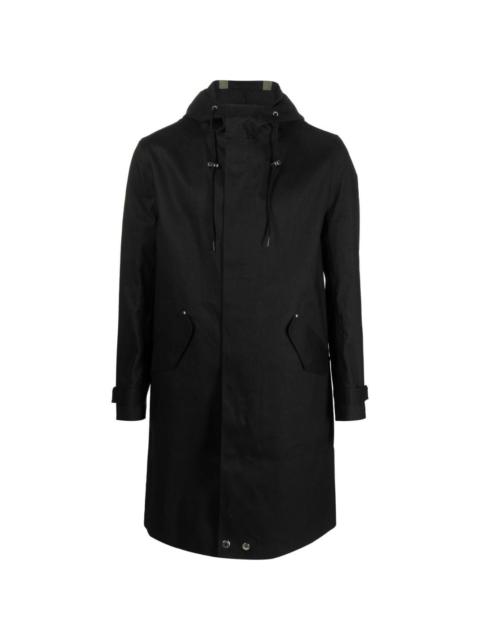 Mackintosh hooded mid-length raincoat