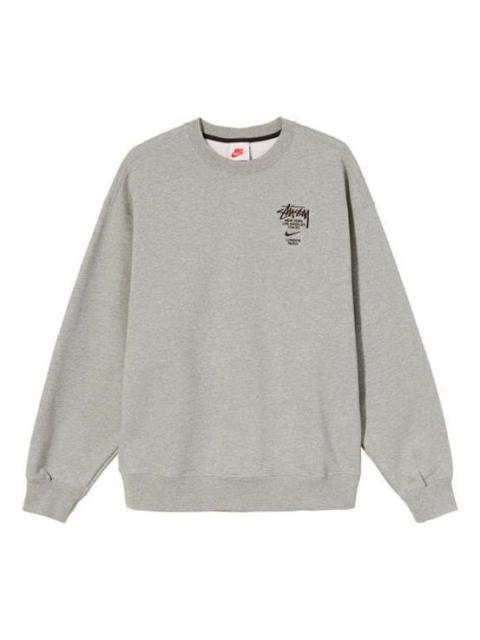 Stussy x Nike Crossover Embroidered Alphabet Logo Loose Pullover Round Neck Fleece Lined Unisex Asia