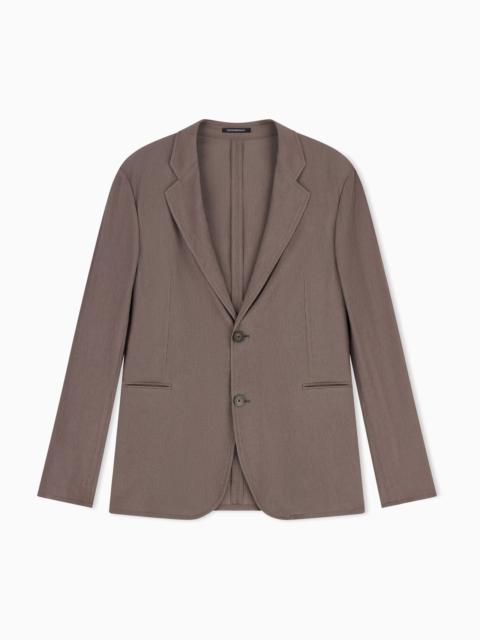 EMPORIO ARMANI SINGLE-BREASTED JACKET IN 3D WRINKLE-EFFECT CRÊPE FABRIC