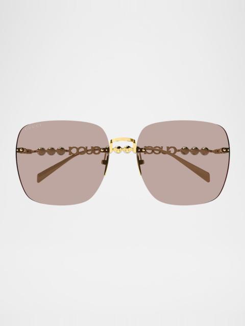 GUCCI Metal Rectangle Sunglasses