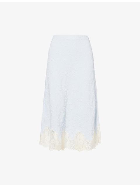 Reformation Carolina Lace-Trim Woven Midi Skirt