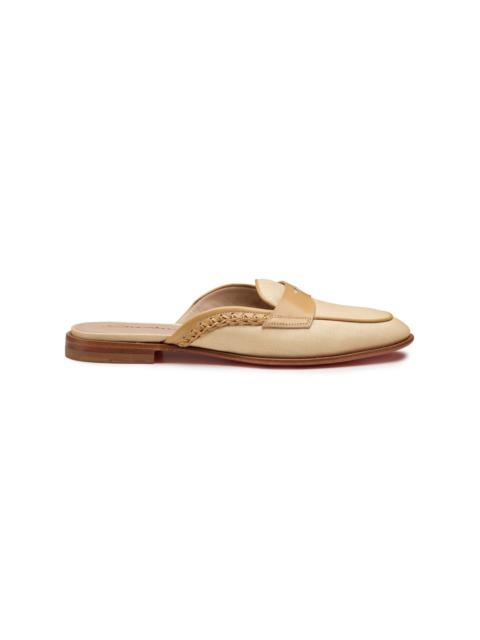 Santoni Women's beige leather and fabric mule