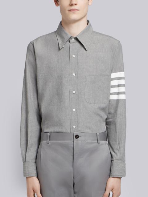 Thom Browne Medium Grey Chambray Printed 4-bar Nametag Straight Fit Shirt