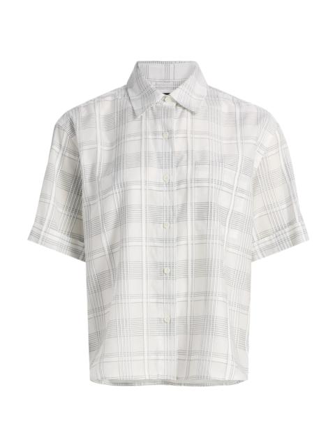 rag & bone Women's Connie Plaid Cotton-Silk Short-Sleeve Shirt - White Plaid