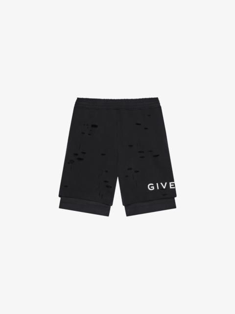 GIVENCHY BERMUDA SHORTS IN FELPA WITH DESTROYED EFFECT