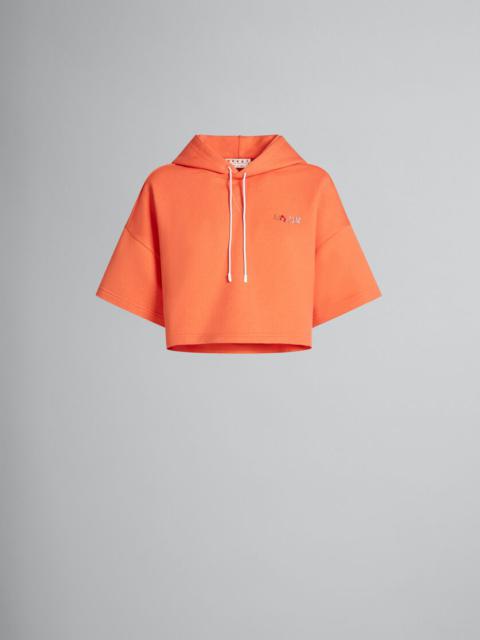 Marni ORANGE CROPPED SWEATSHIRT WITH BEADED MARNI LOGO