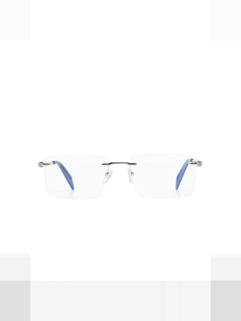 logo-engraved geometric-frame glasses