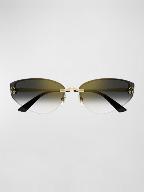 Cartier Rimless Panther Metal Alloy Cat-Eye Sunglasses