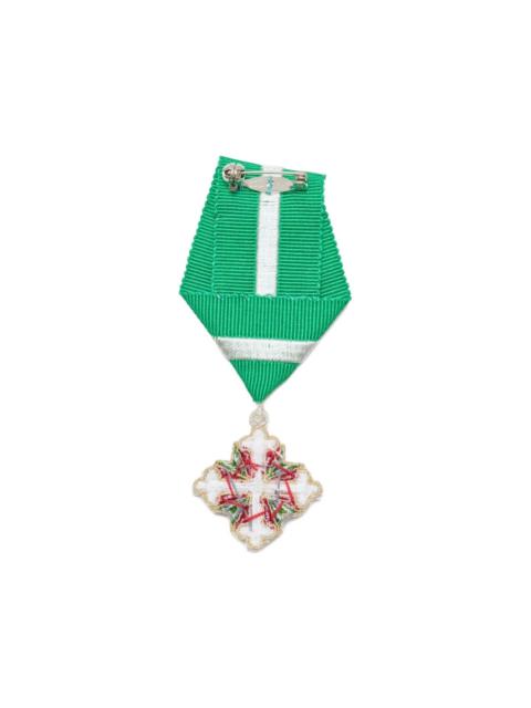 UNDERCOVER bead-embellished ribbon brooch