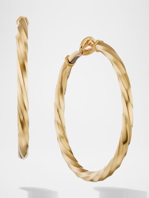 DAVID YURMAN Cable Edge Hoop Earrings in 18K Gold, 2"L