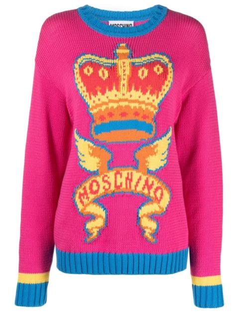 Moschino patterned-intarsia knit logo jumper