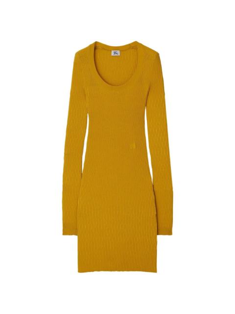 ワンピース Burberry Mustard stretch wool blend dress (8077050 B7307) Burberry Burberry Woman Mustard Stretch Wool Blend Dress
