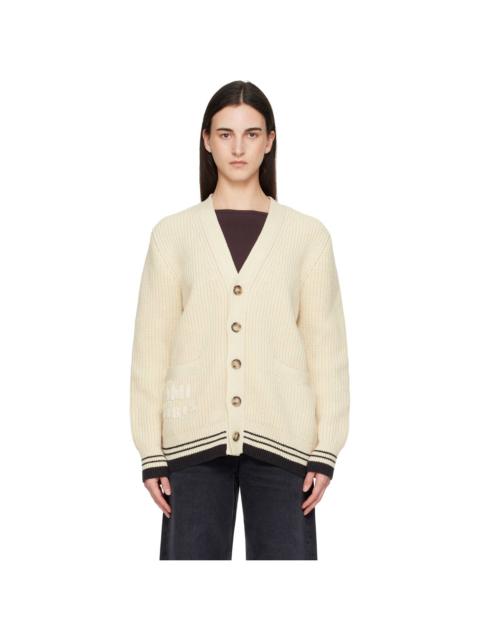 AMI Paris Off-White 'Ami Paris' Patch Cardigan