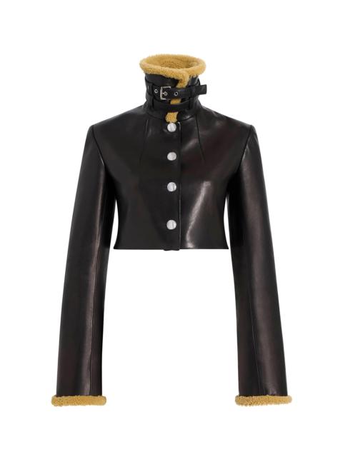 KHAITE Jodie Shearling-Trimmed Leather Jacket black