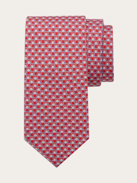 Football print silk tie