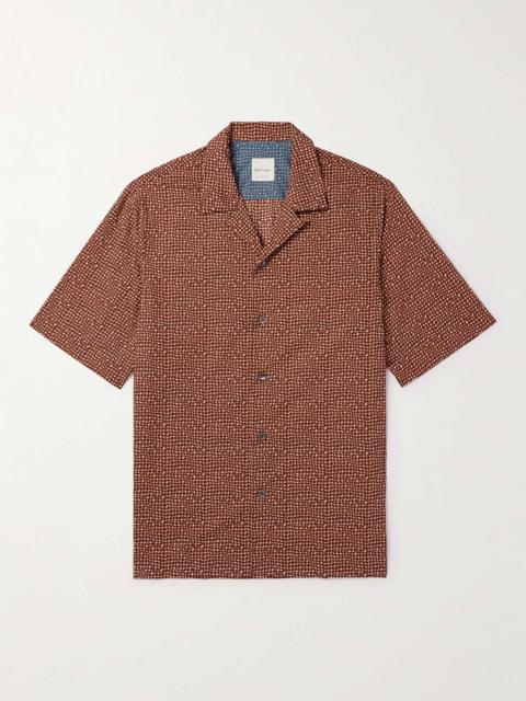 Convertible-Collar Printed Cotton-Poplin Shirt