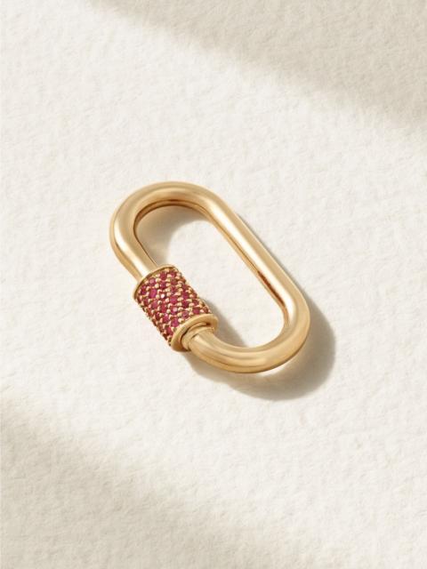 MARLA AARON Stoned Medium Lock 14-karat gold sapphire pendant Gold