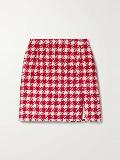 Alessandra Rich Checked wool-blend tweed mini skirt