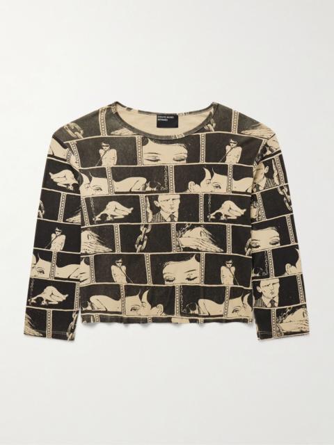 Enfants Riches Déprimés Diary Cropped Printed Cotton-Jersey T-Shirt Black