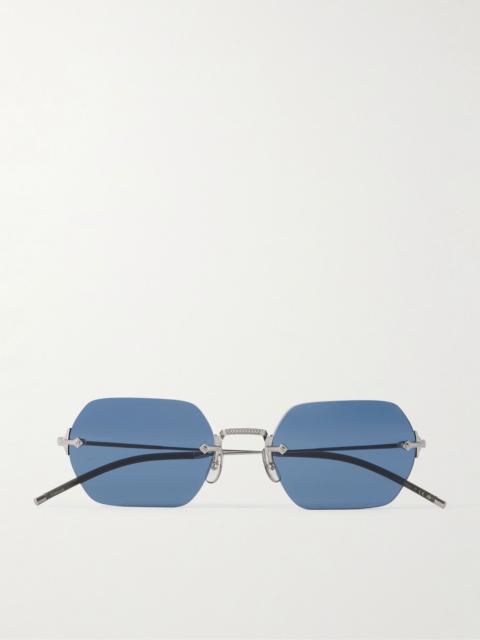 Oliver Peoples TK-13 Round-Frame Rimless Silver-Tone Sunglasses Silver