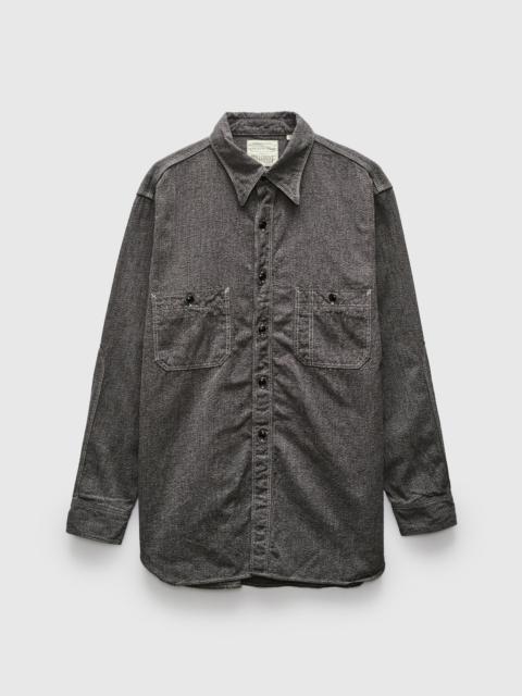 FULLCOUNT Triple Stitch Covert Chambray Shirt in Charcoal Black
