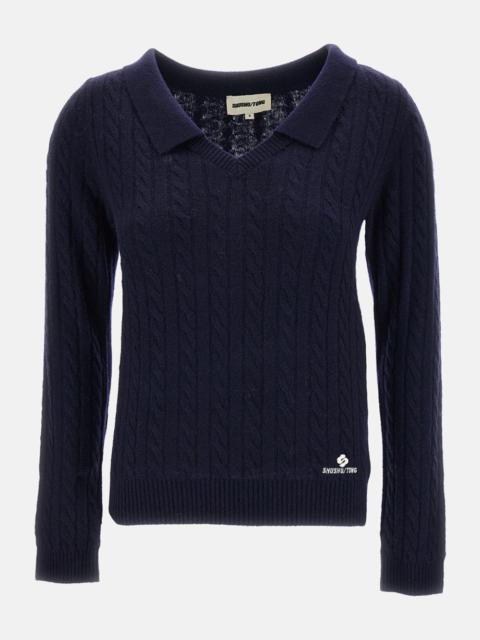 SHUSHU/TONG V-neck cable-knit sweater