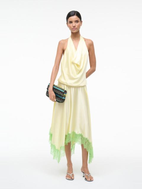 STAUD STAUD ELIRA SILK DRESS KEY LIME SPROUT