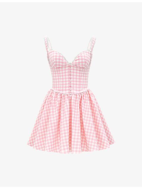 House of CB Brigitte Print Corset Linen-Blend Mini Dress
