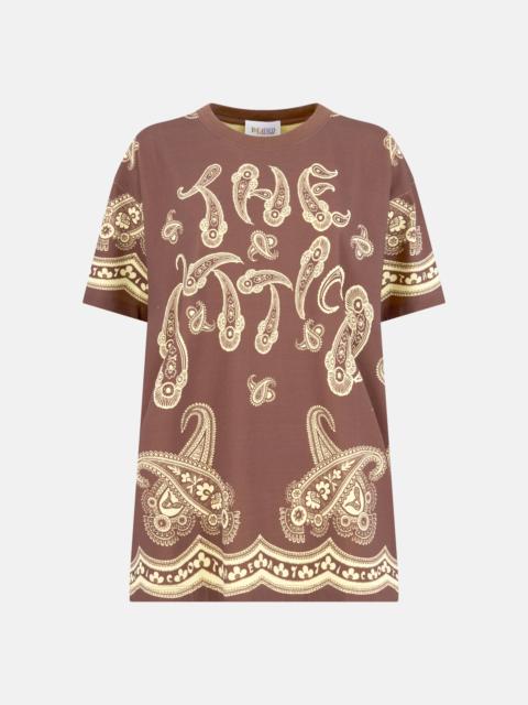 THE ATTICO DARK BROWN AND YELLOW T-SHIRT