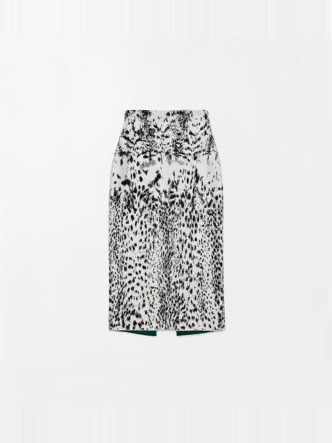TOM FORD LYNX JACQUARD VELVET PENCIL SKIRT WITH FRONT SLIT