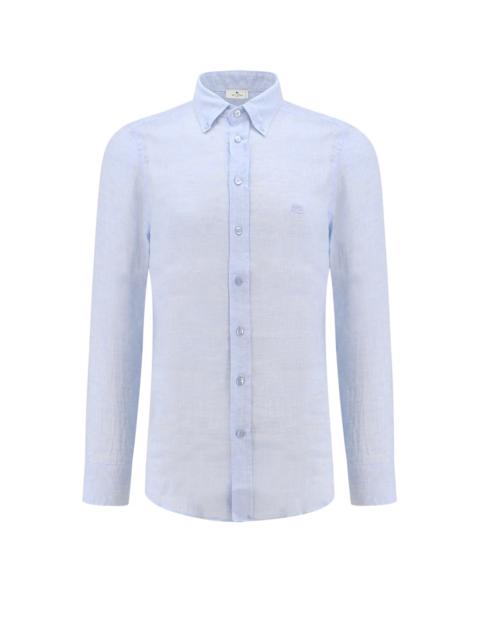Linen shirt with embroidered Pegaso logo
