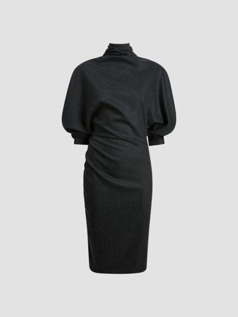 KHAITE Women's Harlin Stretch Wool-Cashmere Turtleneck Knee-Length Dress - Charcoal