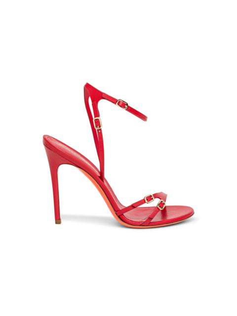 Women’s red leather high-heel sandal