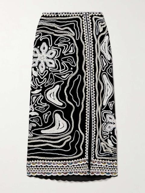 ULLA JOHNSON Adara embellished velvet midi skirt