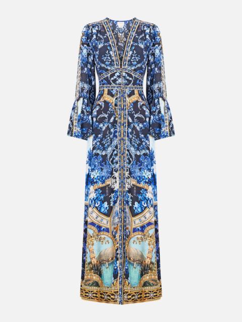 CAMILLA SHAPED WAISTBAND DRESS WITH RUFFLE SLEEVE SWEET SACRÉ BLEU