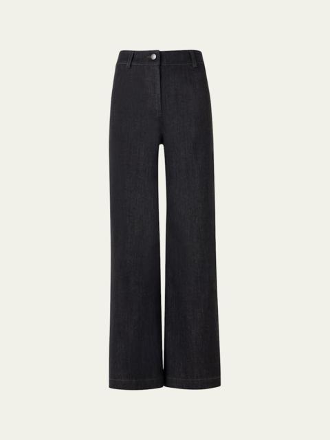 AKRIS Caia High-Stretch Denim Straight-Leg Crop Pants