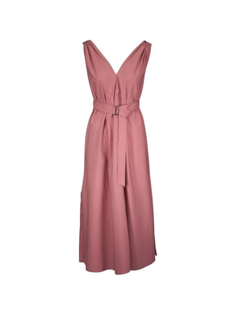 Brunello Cucinelli belted V-neck midi dress