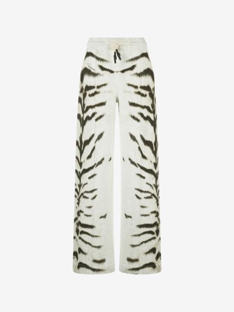 Roberto Cavalli Man Sports Pants With White Tigresse OGAT X Roberto Cavalli Print