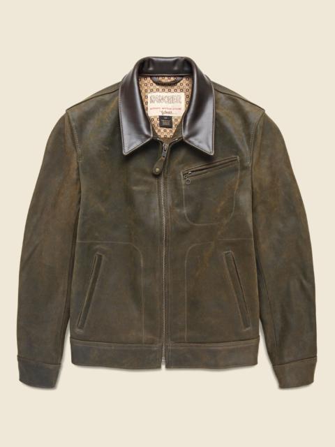 Schott Texas Steerhide Roughout Suede Mechanic Jacket - Olive