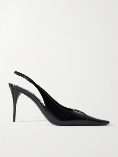 SAINT LAURENT Babylone Cutout Leather Slingback Pumps