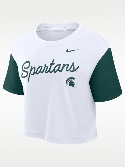 Nike Michigan State Script Women's Nike Dri-FIT College Cropped T-Shirt