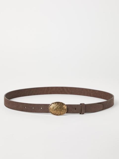 Brunello Cucinelli Reversed leather belt with decorative buckle