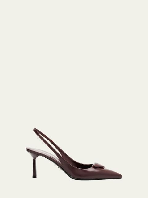 Prada Patent Padded Triangle Slingback Pumps