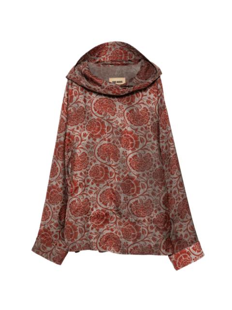UMA WANG hooded floral print top