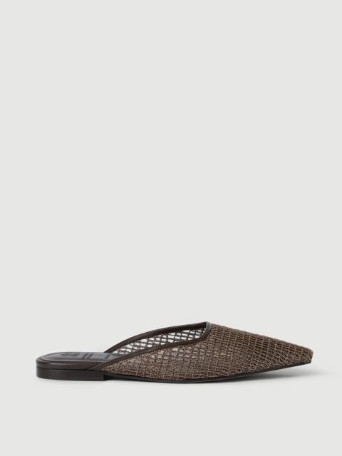 Brunello Cucinelli Precious net embroidery mules in suede