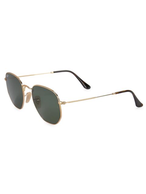 Ray-Ban Men's RB3548N 47.5MM Round Sunglasses - Solid Gold Greenno