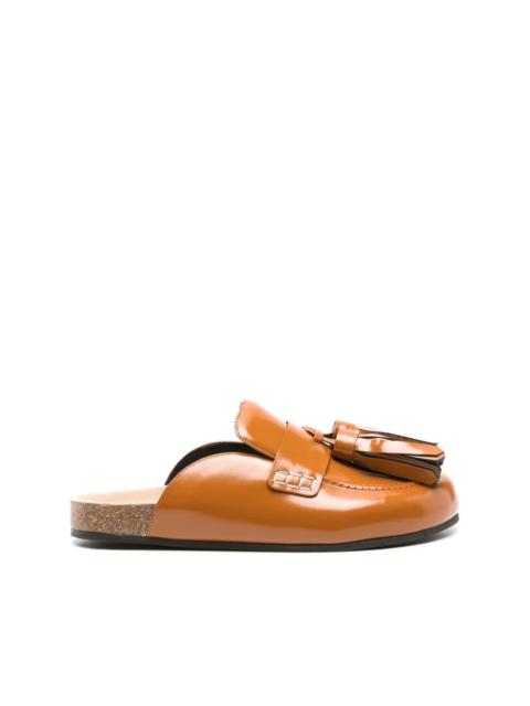 tassel leather mules