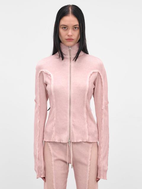 ioannes Pink Rib-Knit Turtleneck Zip Jacket