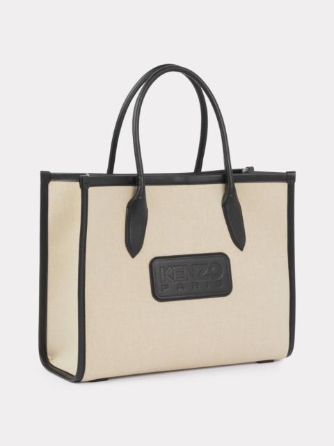 'KENZO 18' large canvas and leather tote bag