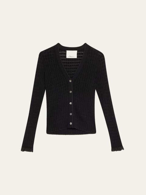 3.1 Phillip Lim Ruffle-Trim V-Neck Cardigan